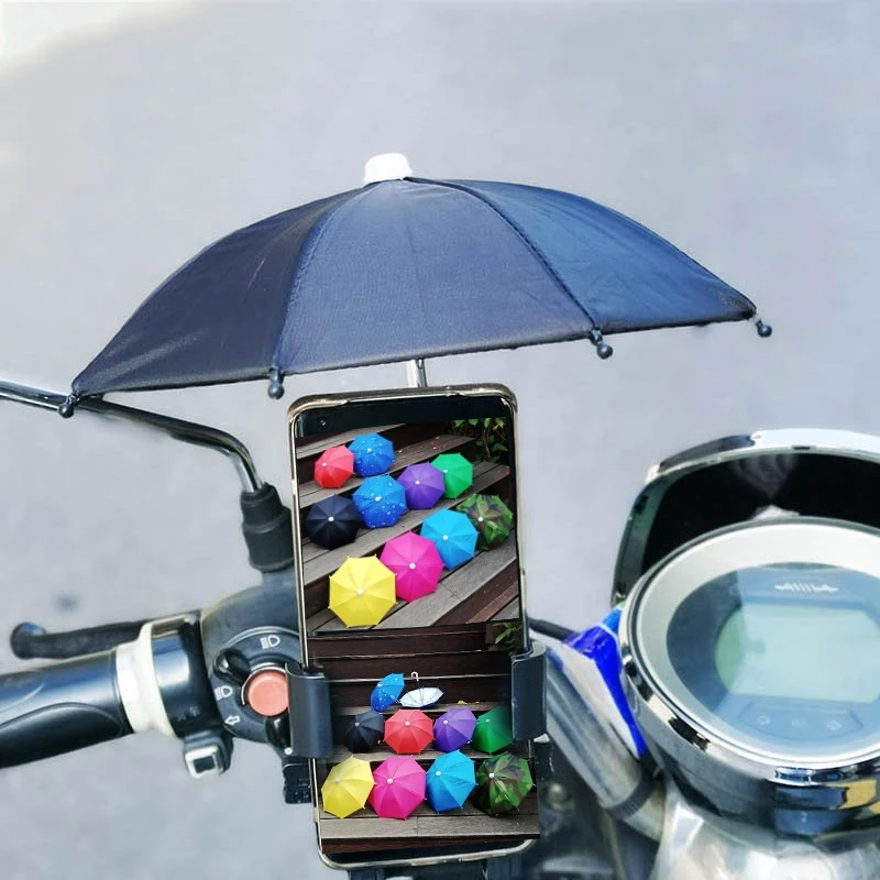 Mini Sunshade Umbrella Motorcycle Phone Holder Umbrella Decorative Umbrella For Bike Motorcycle Scooter E-Bike