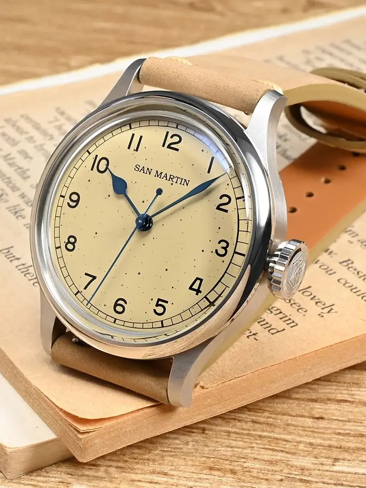 San Martin 38,5 мм веснушки часы для мужчин механические наручные часы NH35 военные автоматические часы с автоподзаводом водонепроницаемые 10 бар SN0105