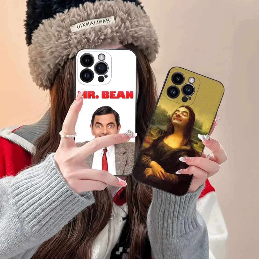 Funny Mr B-Bean Phone Case For iPhone 16,15,14,13,12,11,Plus,Pro Max,XS,X,XR,SE,Mini,8,7 Soft Silicone Black Cover