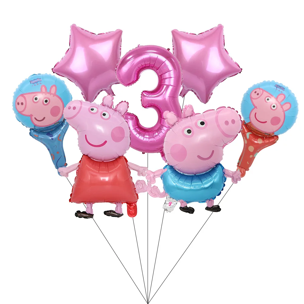 Cartoon Rosa Peppa Pig Geburtstagsparty Dekorations-Set George Pig Partyzubehör Teller Kindergeburtstag Geschenke Babyparty – Detail 4
