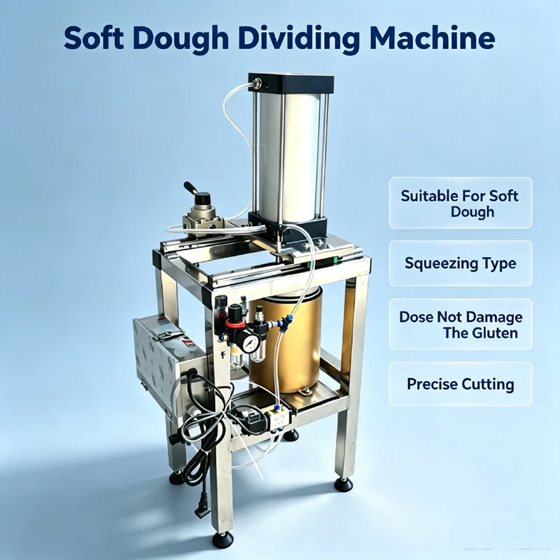 Soft Dough Dividing Machine Pneumatic Adjustable Weight For Bread Pizza Dumpling No Harm To Gluten Dough Cutting Machine