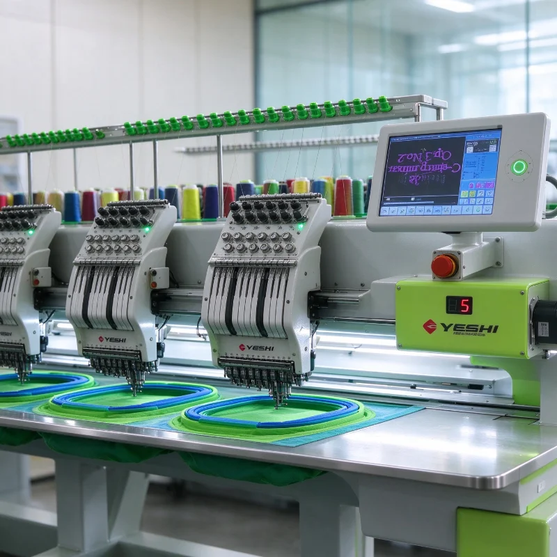 Customized Large Area Embroidery Machine Multi Head High Speed Garment Flat Embroidery Equipment for Textile Maker