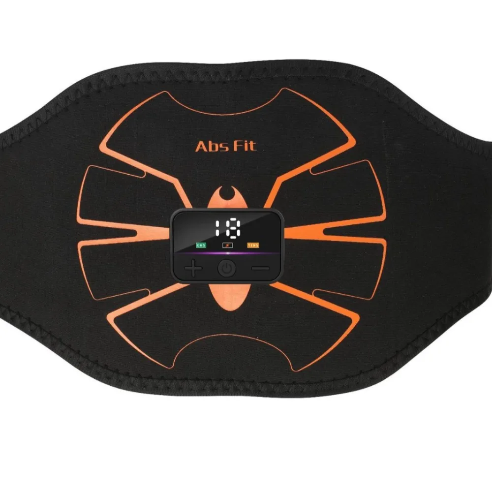 Wearable Heating EMS Abdominal Training Belt, Pulse Muscle Stimulator Waist Wrap for Abdomen Workout