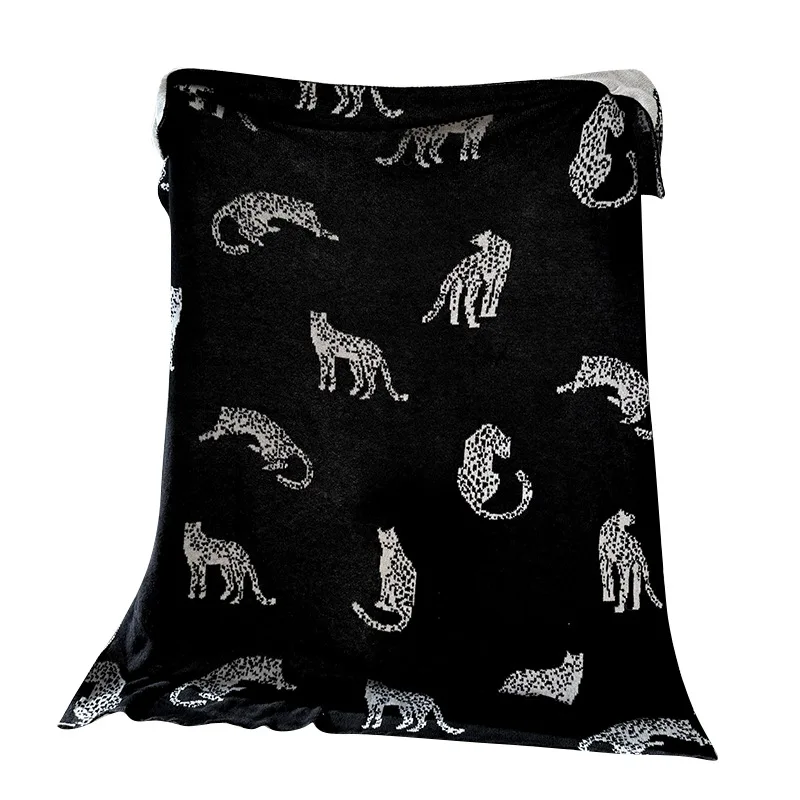 الشمال ليوبارد متماسكة رمي بطانية-بطانية منسوجة ناعمة للأريكة والمكتب قيلولة خفيفة الوزن تكييف الهواء بطانية ديكور المنزل الأنيق #5