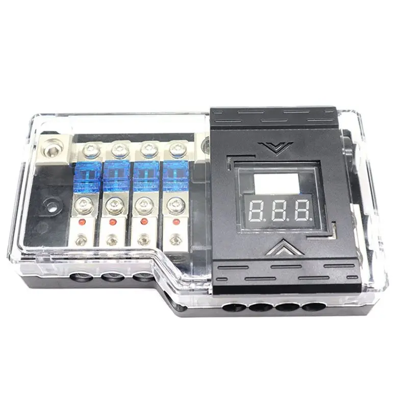 

Блок предохранителей постоянного тока для автомобиля, для автомобильной аудиосистемы, распределительный блок с LED-индикатором и дисплеем напряжения