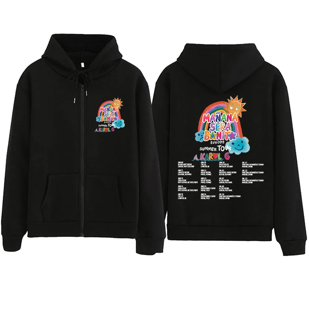 2024 Mañana Sera Bonito Europe Summer Tour Karol G Zipper Hoodie Harajuku Pullover Tops Sweatshirt Streetwear Fans Gift