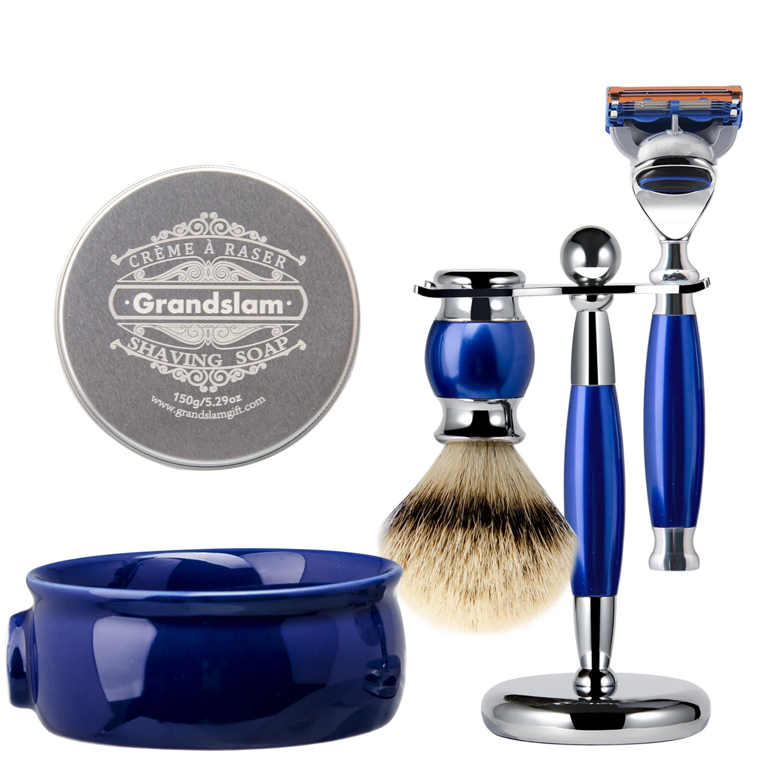 

Luxury Men's Shaving Tool Set 5 Blade High Quality Shaving Razor Badger Hair Brush Stand And Soap