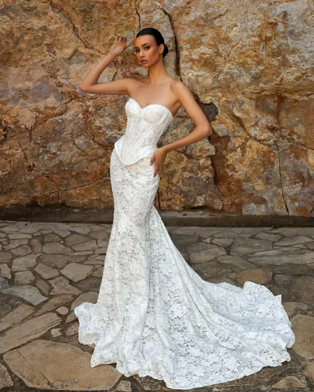 シンプルマーメイドボヘミアンウェディングドレス女性のアップリケブライダルガウンセクシーなスイープトレインバックレス Vestidos De Novia フォーマルカスタマイズ