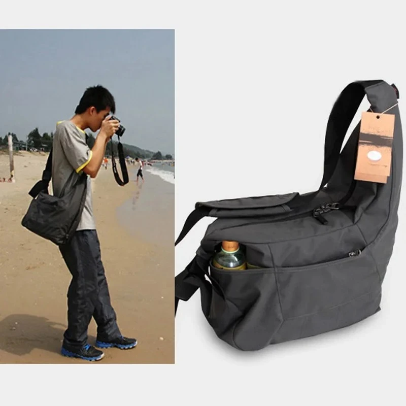 

Waterproof Camera Sling Shoulder Messenger Crossbody Travel Passport Bag Insert Fit Canon Nikon Sony Pentax DSLR Lens