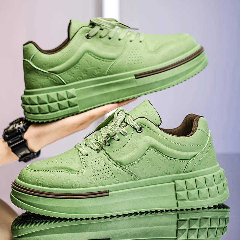 

Дизайнерская мужская обувь, модные повседневные кроссовки на платформе, мужские удобные дышащие кожаные туфли высокого качества для скейтборда 2025