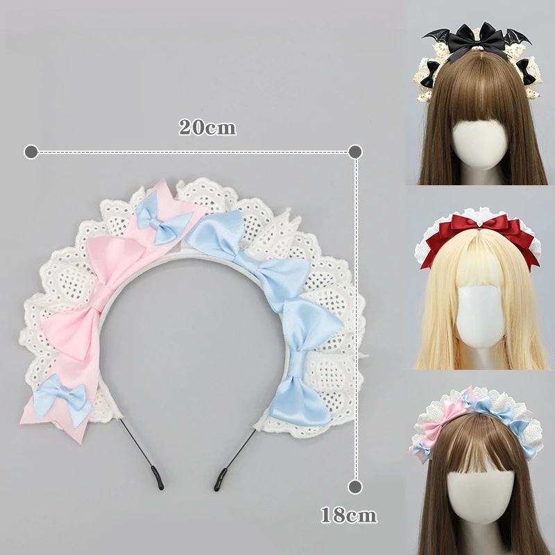 Maid Bowknot Lace Cosplay Headwear Woman Sweet Lolita Decoration Headdress Comic-con Dress Up Headband Party Costume Accessories