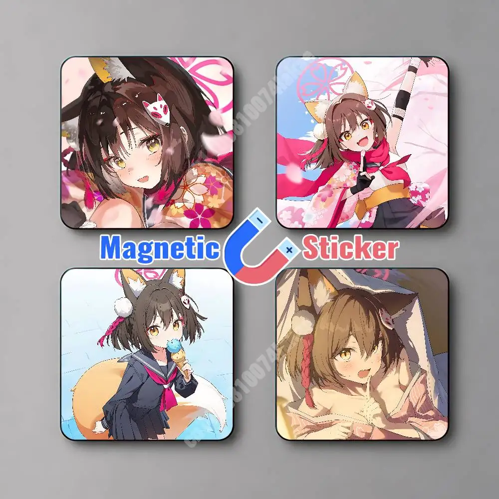Blue Archive Kuda Izuna Magnetic Sticker Reusable Fridge Decal for Metal Surfaces Magnet Marker