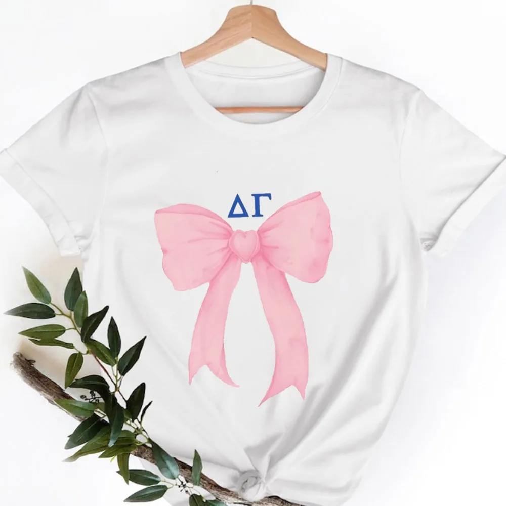 Coquette Bow Sorority Women Tshirt Gift for College Rush Greek Alphabet Sorority Gift Tee Hellenic Life College Pride Tee Tops