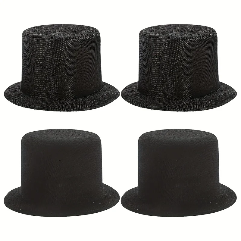 8pcs Doll Top Hat, Mini Tall Hat Set：black and white (4 Each), Mini Snowman Hat, Magic Hat Accessory, Handmade DIY Hat Base