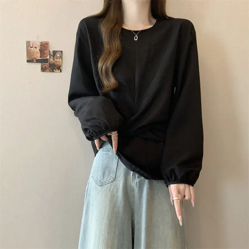 Design-sensing Waist-hugging Long-sleeved Shirt for Women's Autumn New Style Unique Top