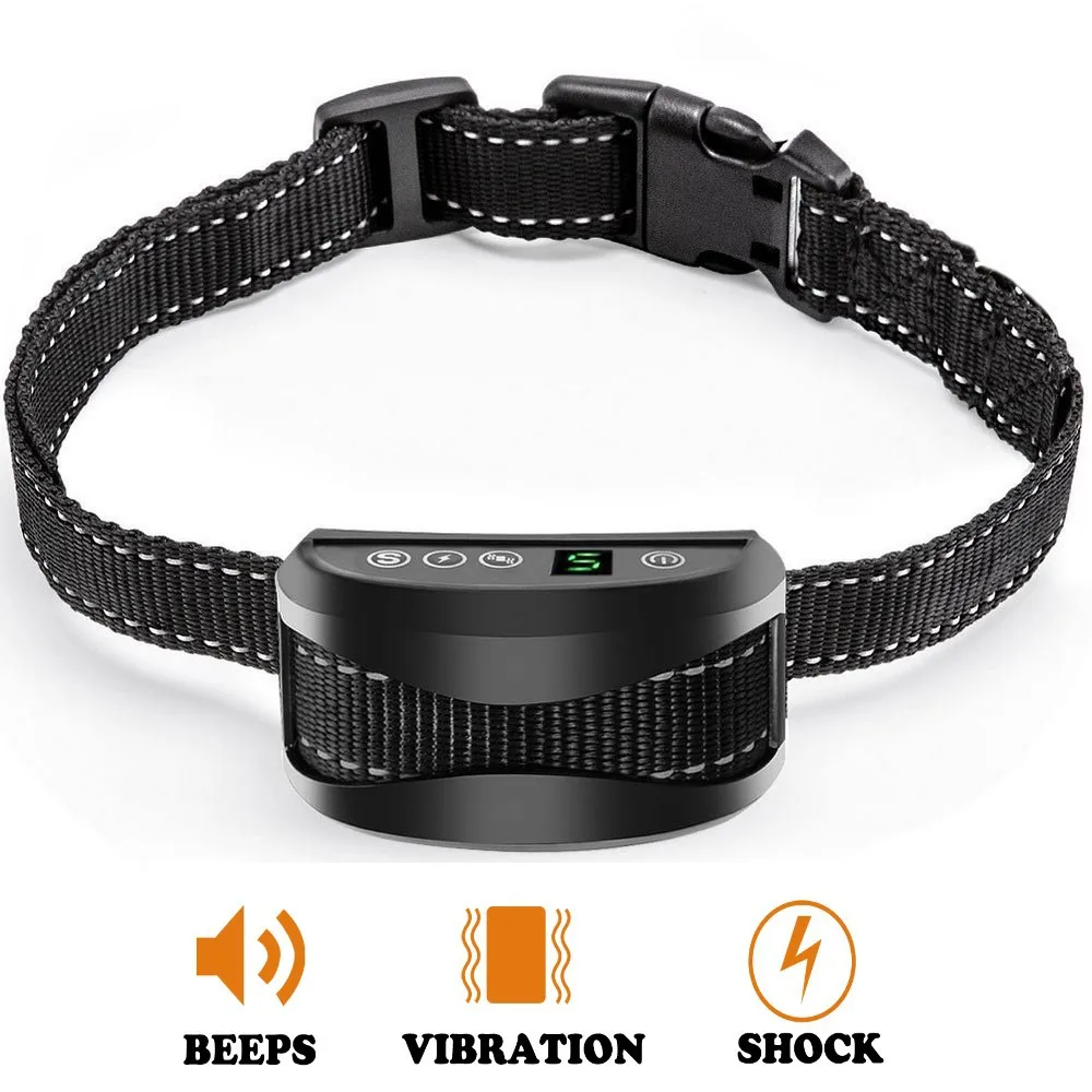 Automatic Anti Barking Dog Collar HD Digital Display IP7 Waterproof Collar USB Rechargeable Bark Stopper Barking Stop For Dog