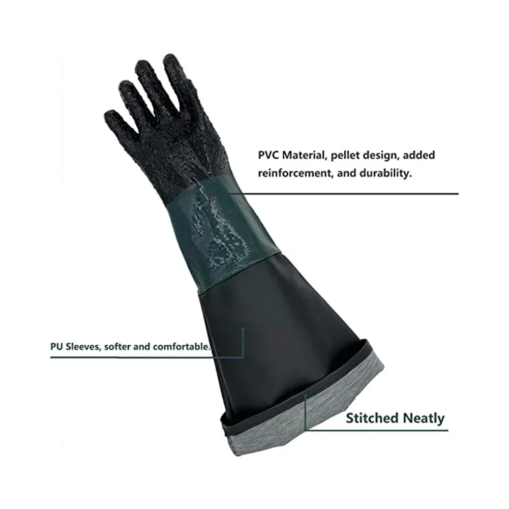 Left /Right Hand Sandblasting Gloves 23.6×11.8Inch Work Gloves For Sandblaster Sand Blast Cabinet Special Gloves Power Tool Acce