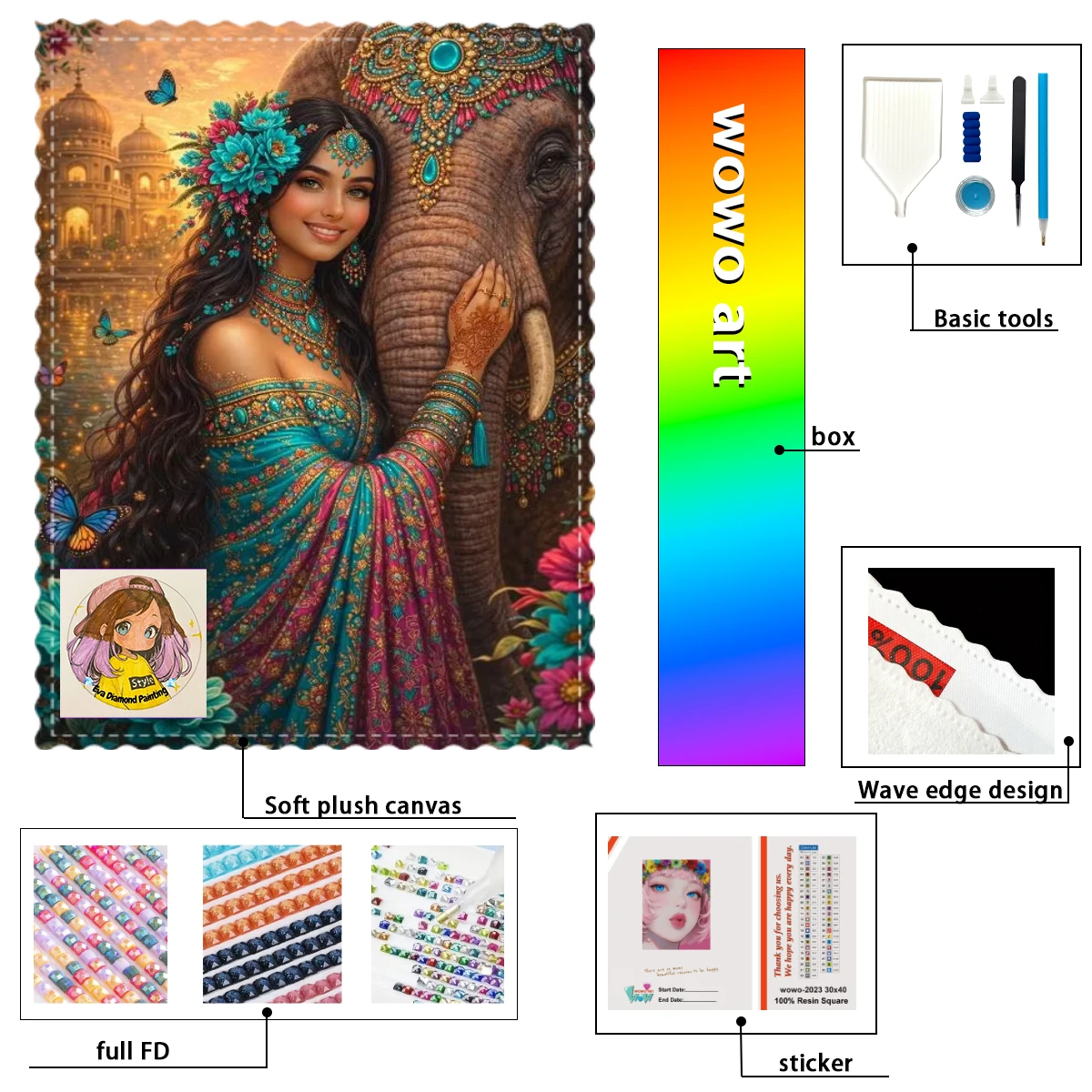 

【eva Diamond Art】La chica que entrenaba elefantes 100% resin FD+ab+yg Diamond Stamping Kit Perfect Masterpiece worth Buying