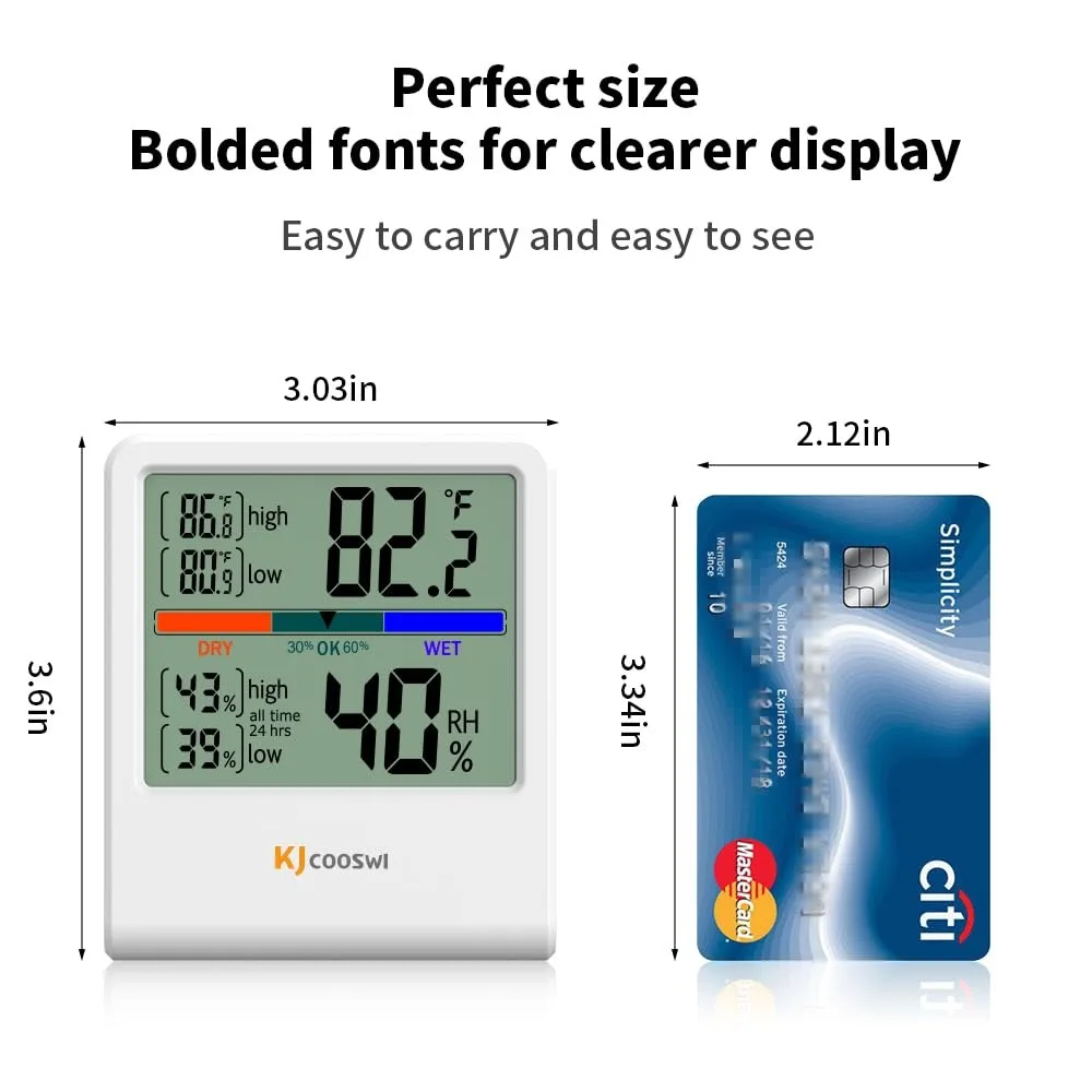 Indoor Thermometer Hygrometer, Accurate Temp & Humidity Monitor for Home, Office, Greenhouse, White