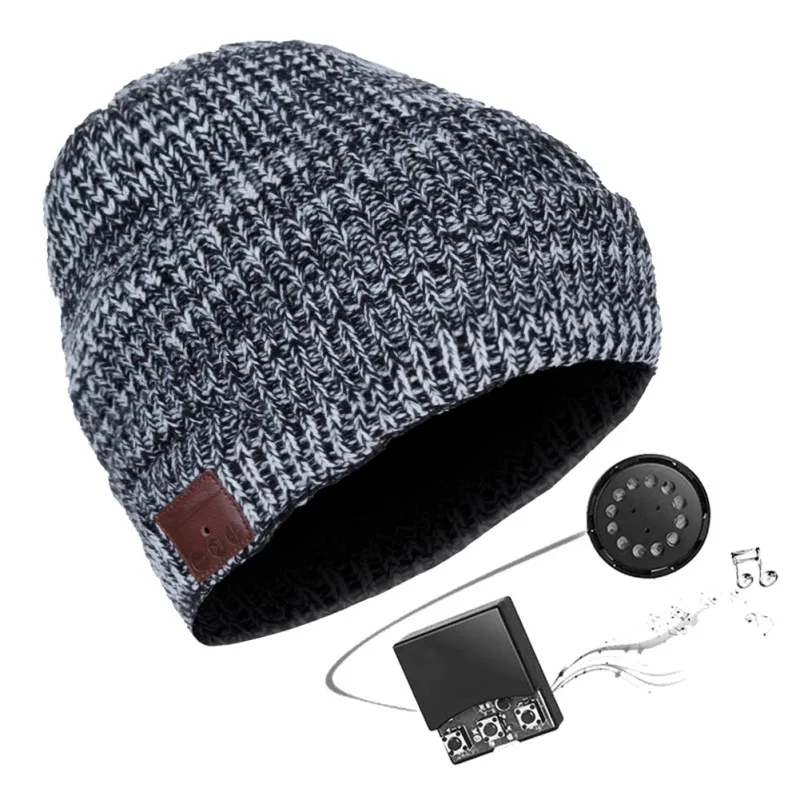 Women Men Bluetooth Beanie Hat 5.0 Wireless Beanie with Microphone Music Hat Stocking Stuffers Winter Knitted Hat