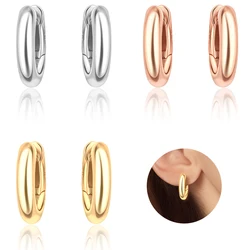 Simple 925 Silver Circle Hoop Earrings Girl Rose Gold & Gold Color Elegant Office Style Classic Earrings Accessories