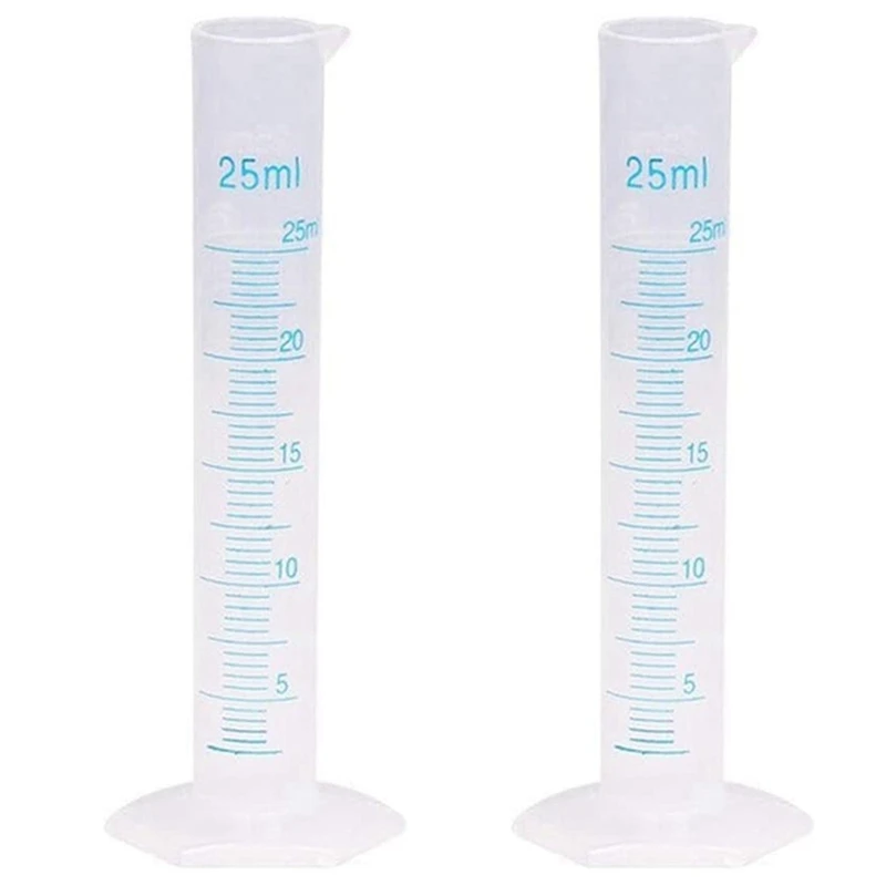 HOT SALE 2X Measuring Cylinder Plastic Graduated Tube Tool For Lab(25Ml)