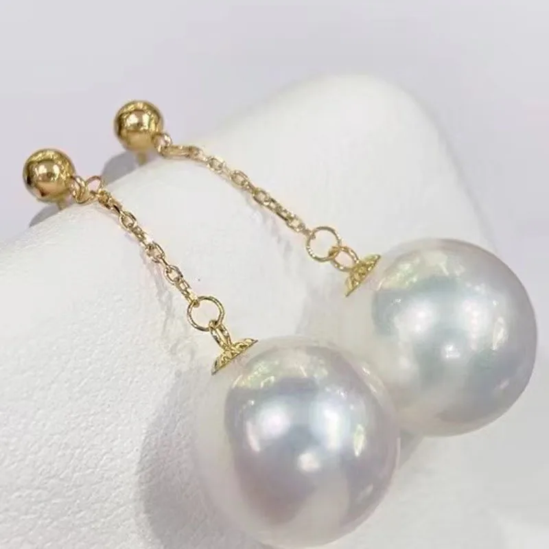 Explosive product 18k gold Zhengyuan strong light 10-11mm Edison natural freshwater real pearl earrings stud earrings women