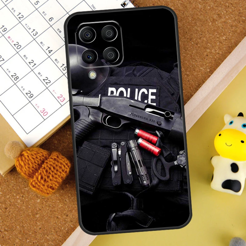 Police Symbol Case For Samsung Galaxy M31 M51 M21 M12 M32 M52 M20 M13 M23 M33 M53 M14 M34 M54 M30s Cover