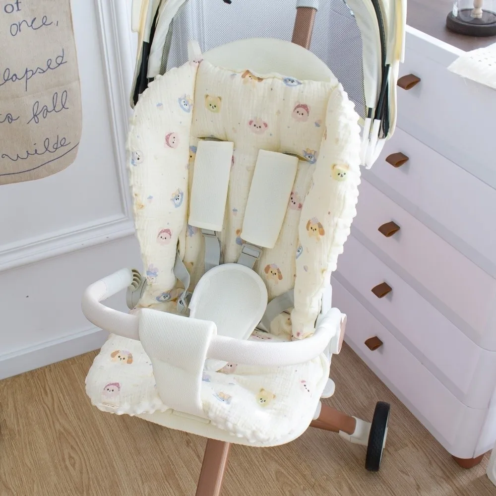 Soft Baby Stroller Seat Cushion Breathable Machine Washable Stroller Accessories Cartoon Pattern Comfortable