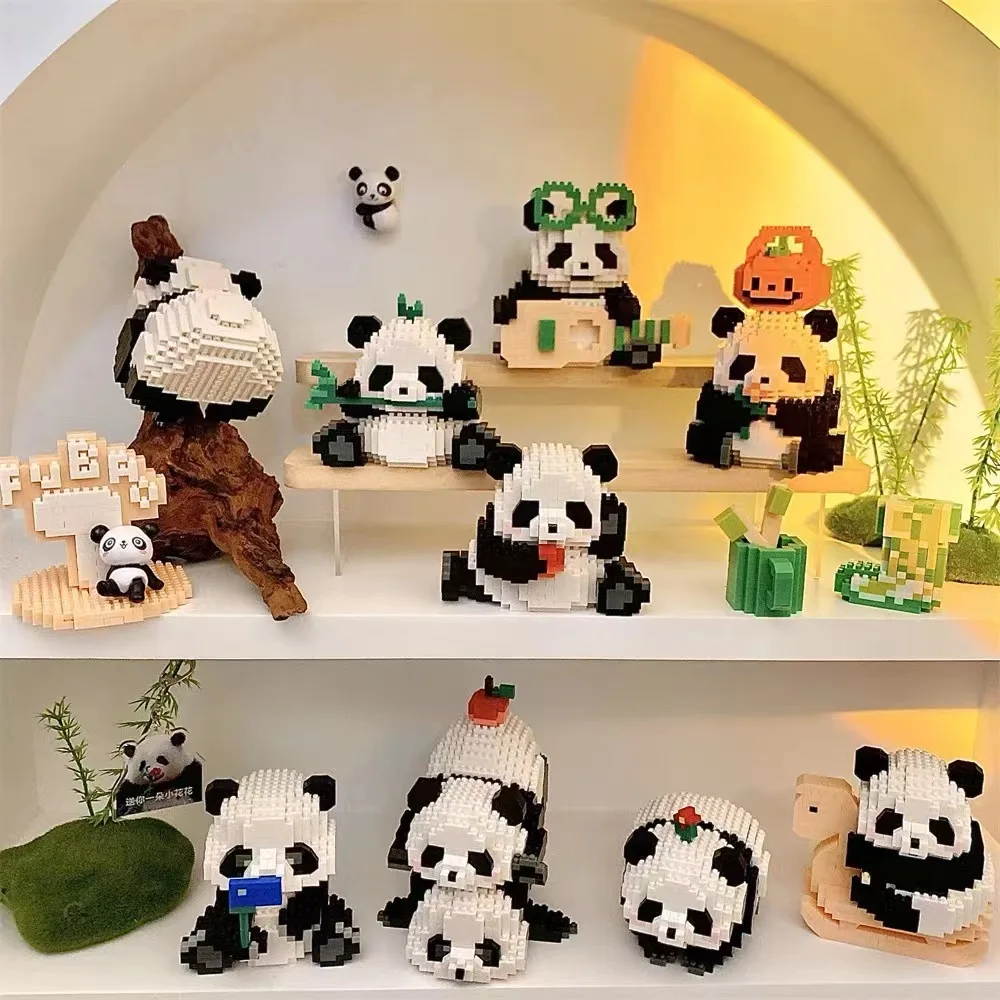 Panda Bausteine für Kinder 6 bis 10 Jahre Jungen Mädchen Geschenke Kinder Spielzeug Spiele pädagogische Diamant Baustein Modell Ziegel