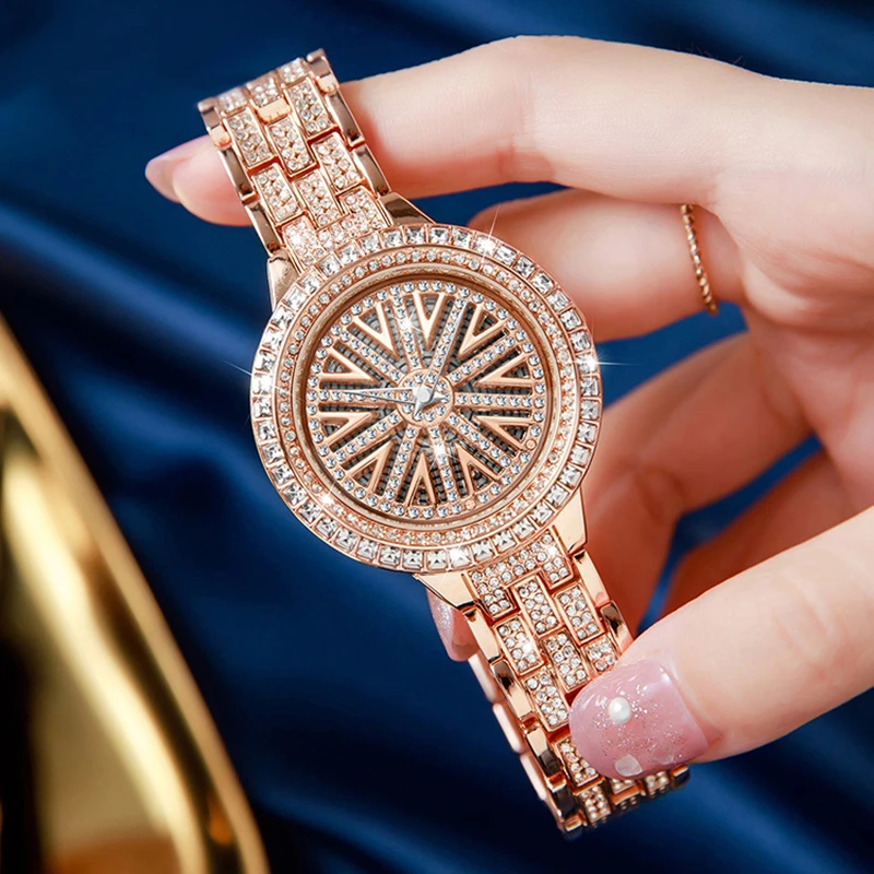 Orologi al quarzo moda oro da polso da donna orologi eleganti con diamanti in cristallo orologio di lusso impermeabile in acciaio inossidabile