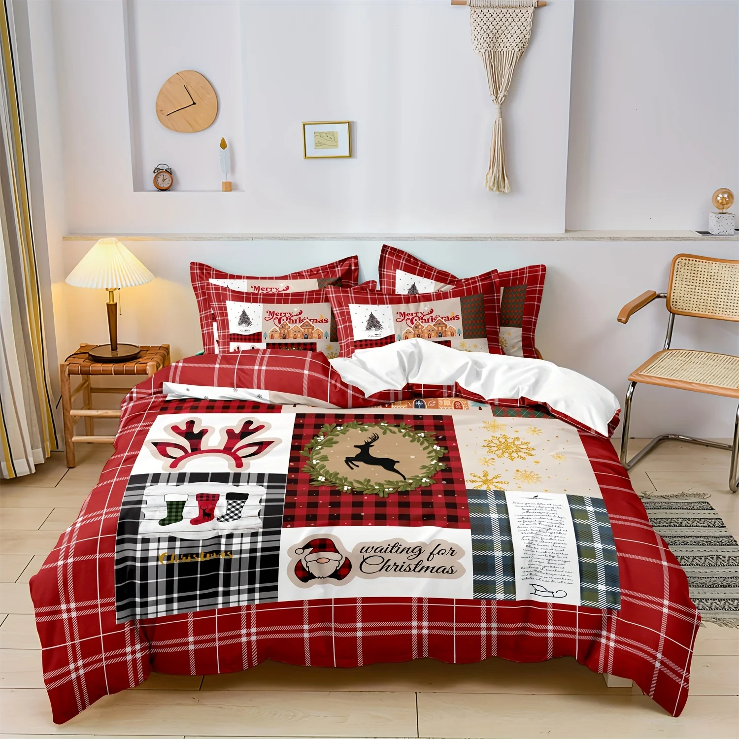 Christmas-Themed Digital Print Duvet Cover Set - 3 Piece Bedding Collection