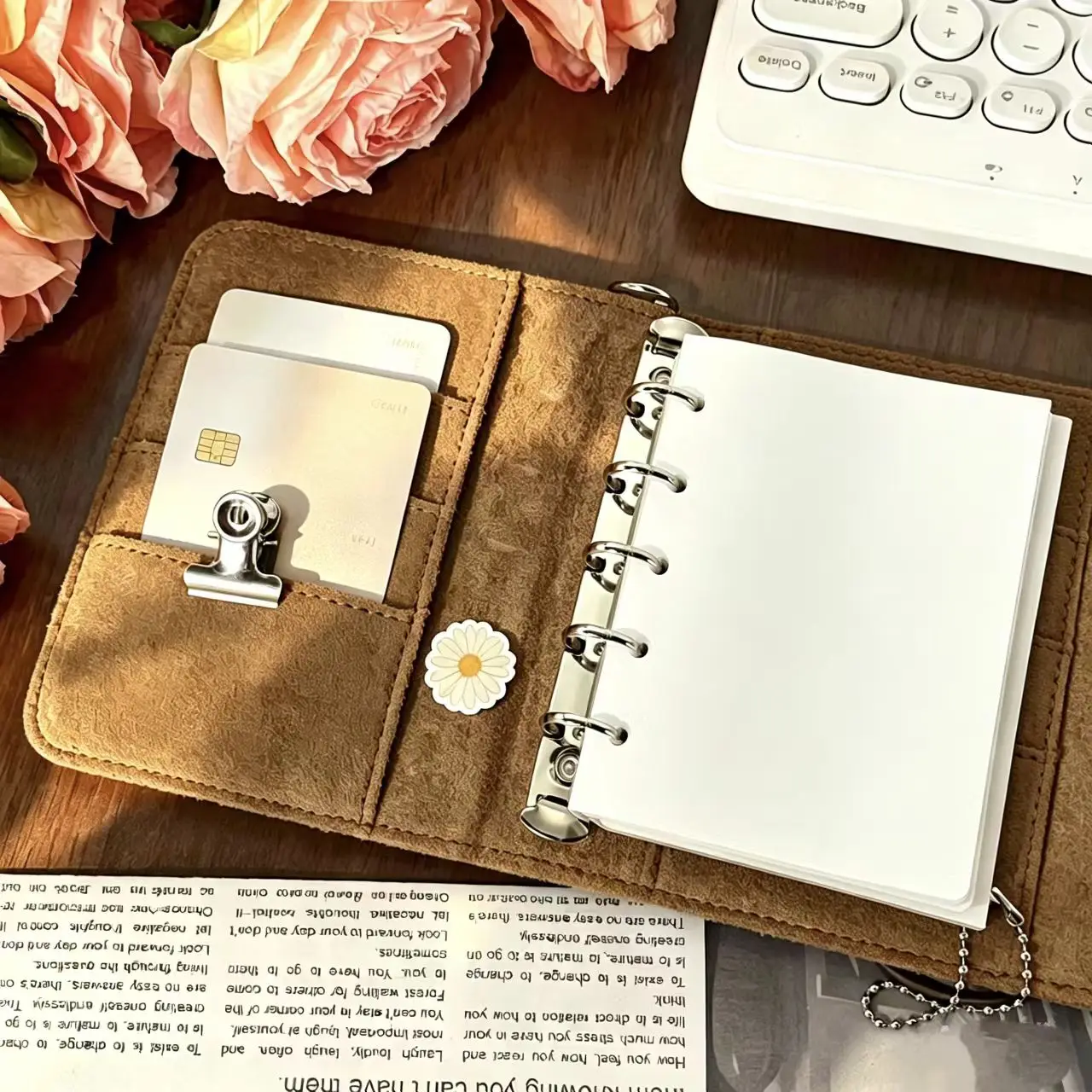 Retro Coffee Colored M5 Trifold Notebook with Replaceable Inner Pages And Storage Functionality
