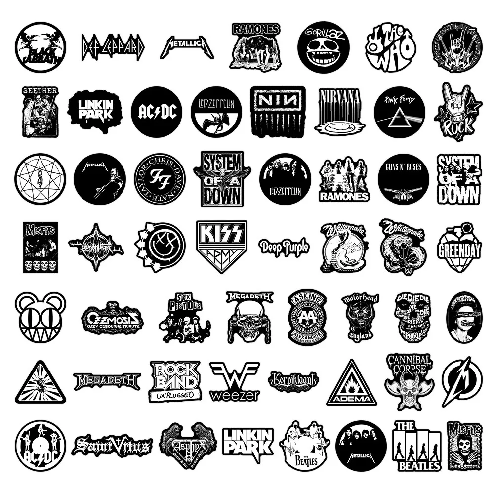55 Pcs Rock Band Stickers - Cool Music-Themed Decals for Guitars, Luggage, Notebooks & DIY Crafts Giajar Sticker Store view 3