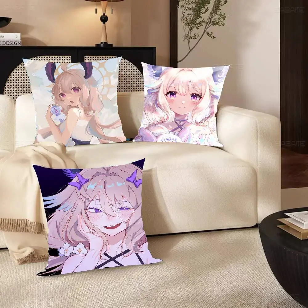 Enna Alouette N-nijisanji Anime Pillow Case Fashion Square Pillowcase Bedroom Sofa Room Ins Decoration Leisure