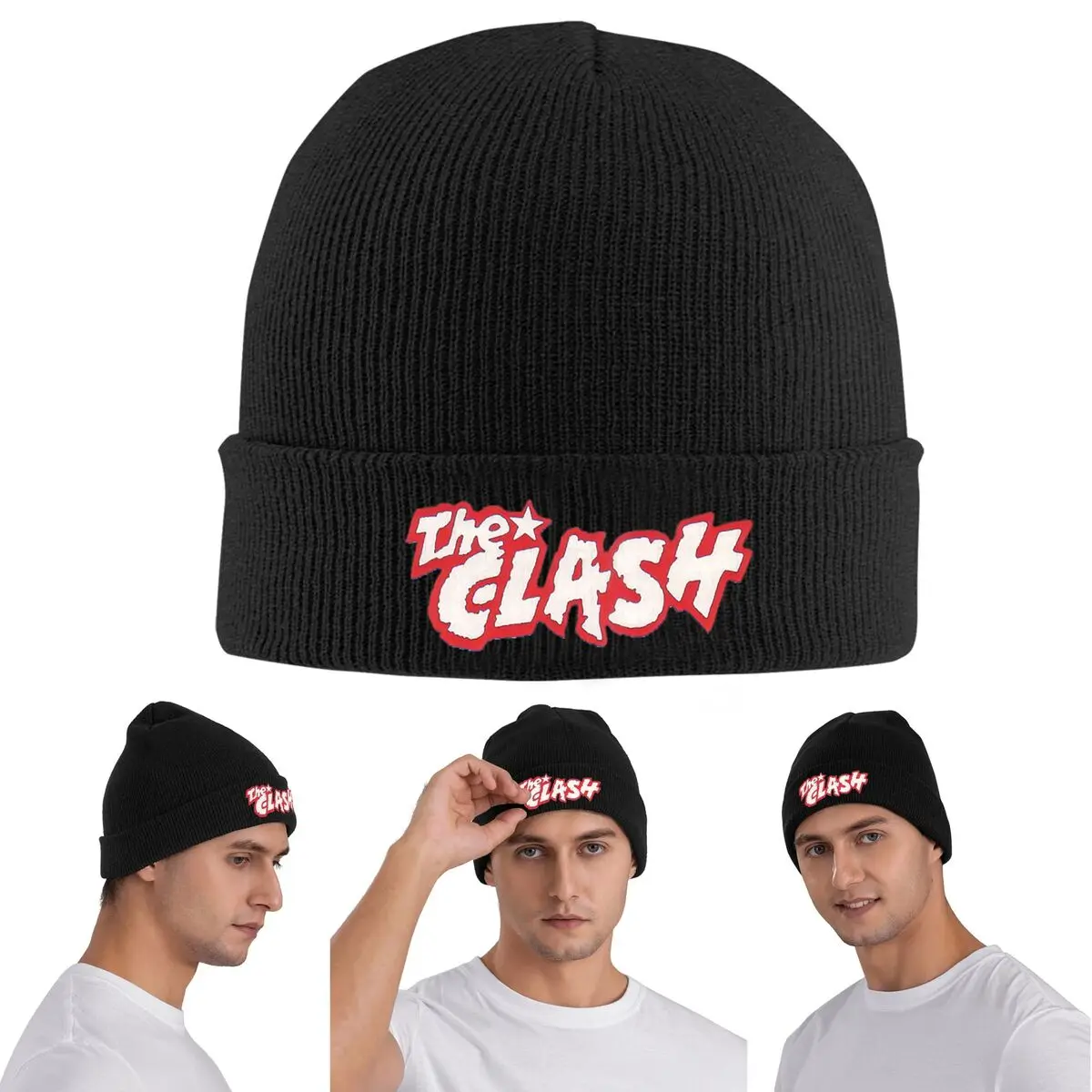 روك باند كلاش شعار دافئ محبوك قبعة الشتاء متماسكة بونيه قبعة Skullies Beanies الهيب هوب قبعات للجنسين