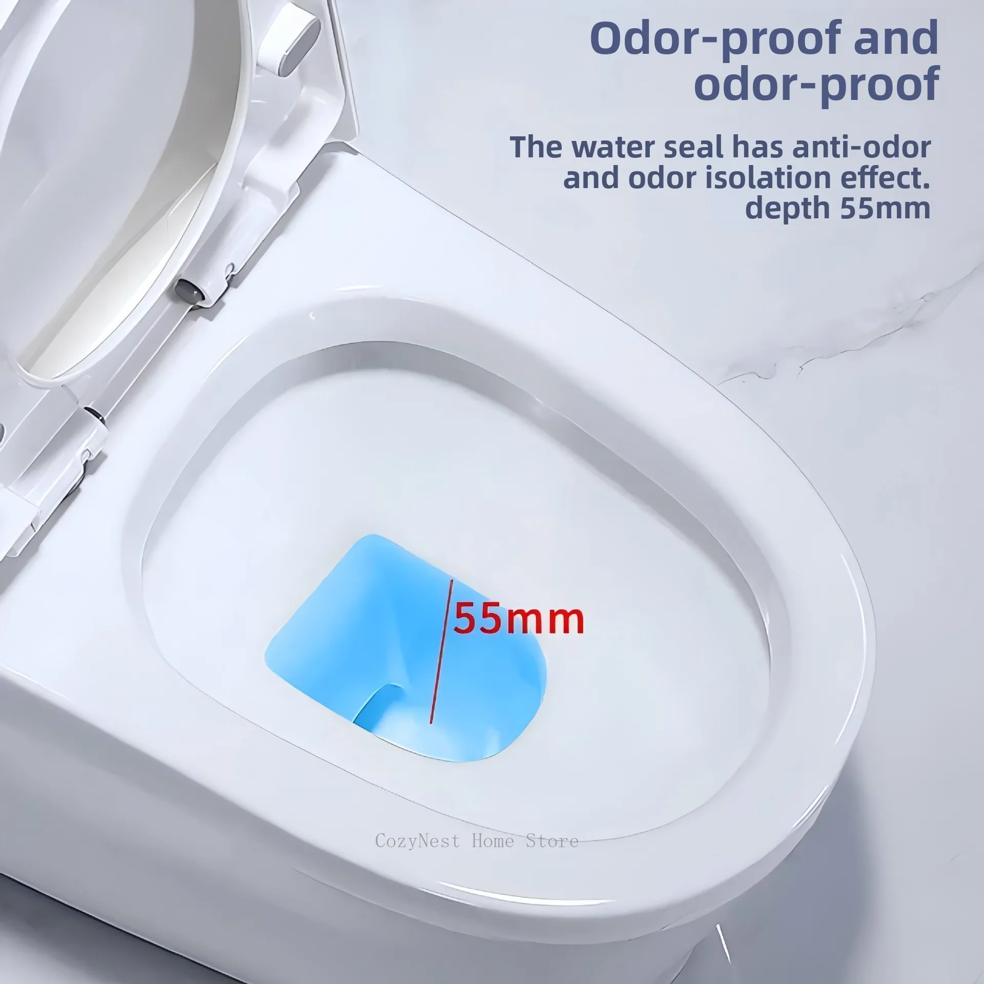 Household toilet straight flush large diameter ceramic deodorant and anti-blocking wall row straight flush large impact