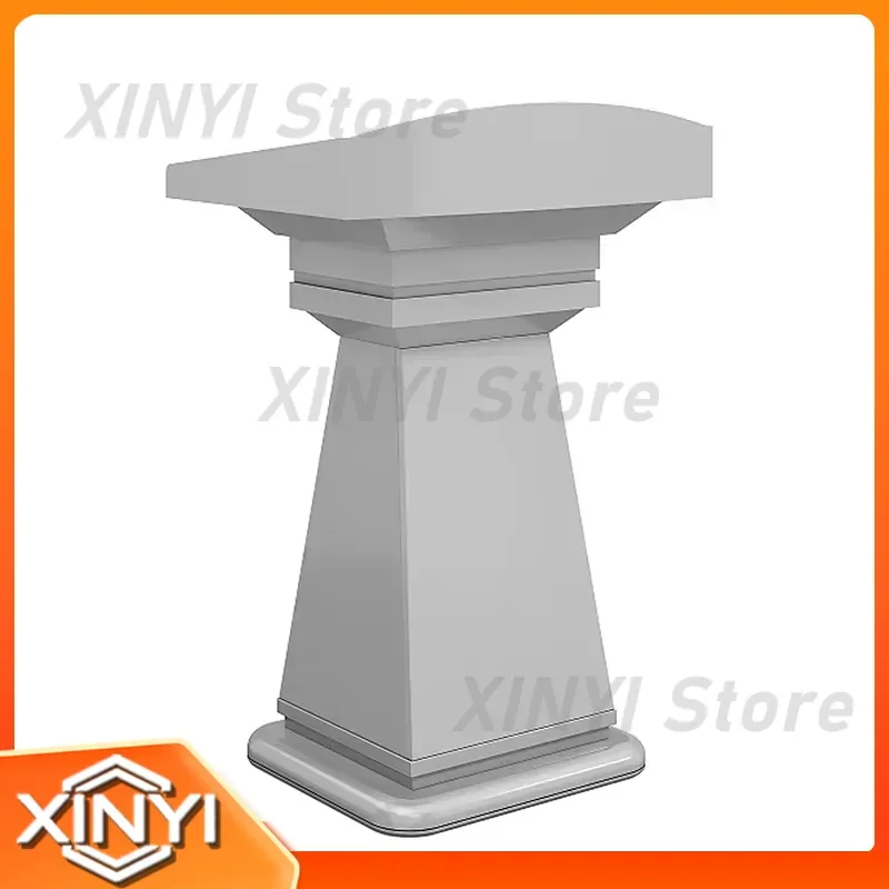 High-end Podium for School Auditoriums with Open Storage Compartments for Documents Microphones Stage Lectern for Classroom