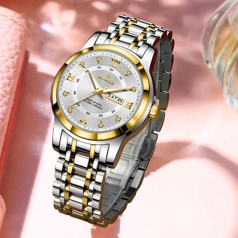 Jam Tangan Wanita LIGE 2026 Berlian Baru, Jam Tangan Wanita Kreatif, Jam Tangan Gelang Wanita dari Baja, Jam Tangan Wanita Tahan Air, Montre Femme