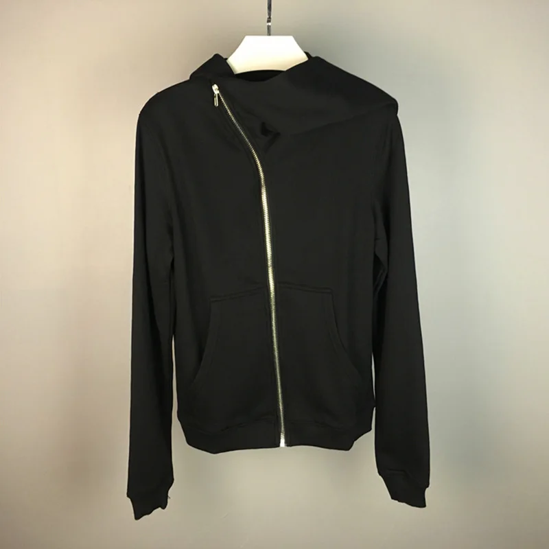 قبعة معالج جماليات غير متماثلة داكنة بأكمام طويلة مع قلنسوة على الطراز القوطي عالي الشارع للترفيه الأمريكي هاراجوكو معطف فضفاض بسحاب للنساء