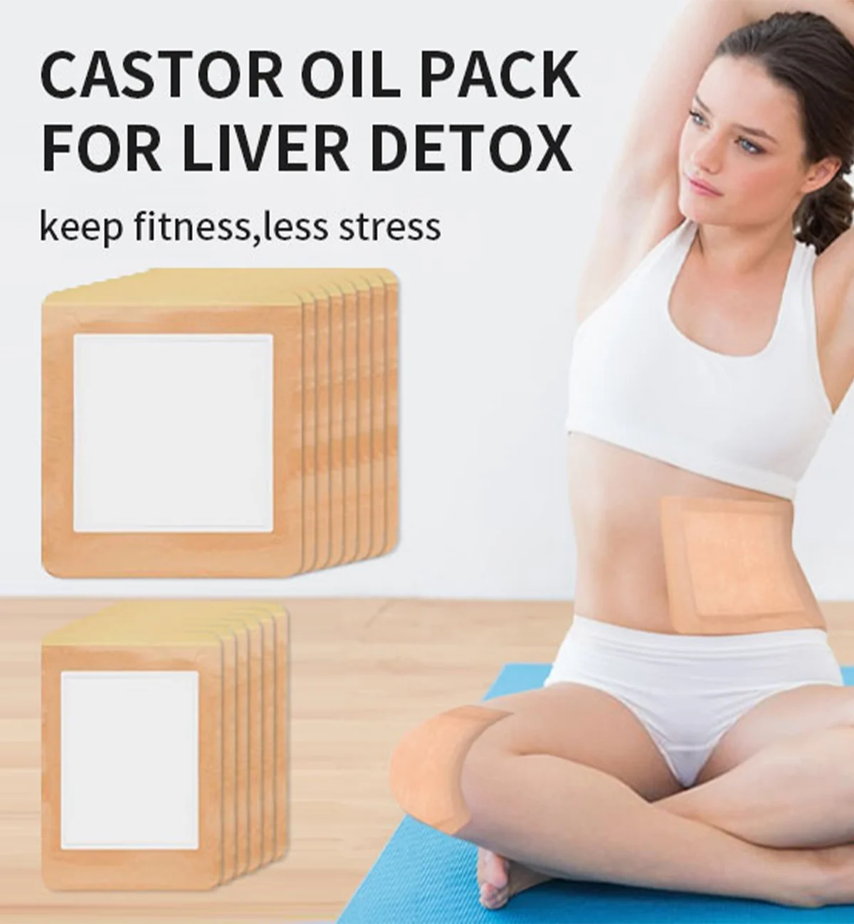 10-30pc Self-Adhesive Organic Castor Oil Pack Wrap Patches Castor Oil Wrap Sticker No wash Castor Oil Pads for Body Liver Detox