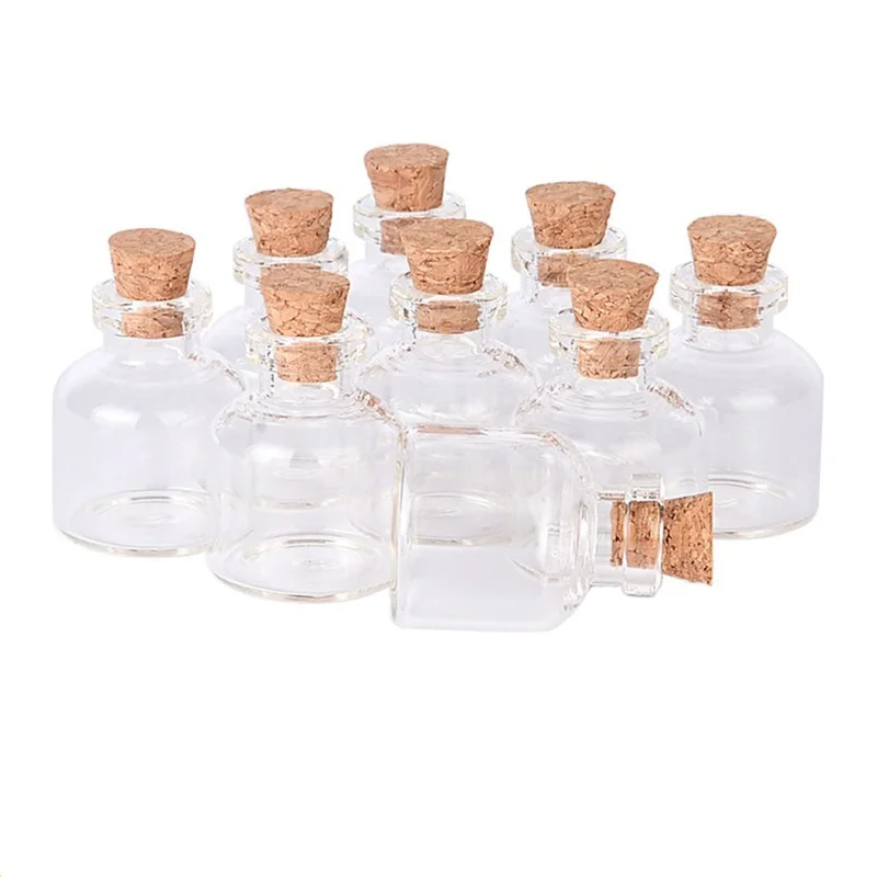 100pcs 4ml/9ml/20ml Small Mouth Corks Glass Bottles Stopper Crafts Jars Transparent Empty DIY Art Crafts Tiny Vial Bottles