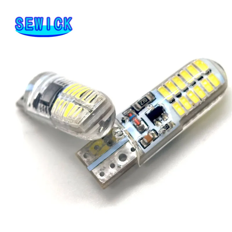 

500pcs Flash 12V 24 SMD 3014 LED T10 W5W Silicone Case Car Reading Light 192 168 501 24SMD 24 LED Auto Wedge Bulb Parking Lamps