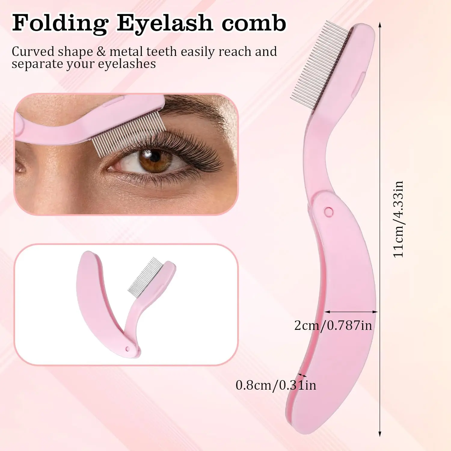 Peines de pestañas plegables, separador de pestañas portátil y herramienta de máscara, aplicación sin enredos para viajes (salón y uso doméstico), 2 uds.