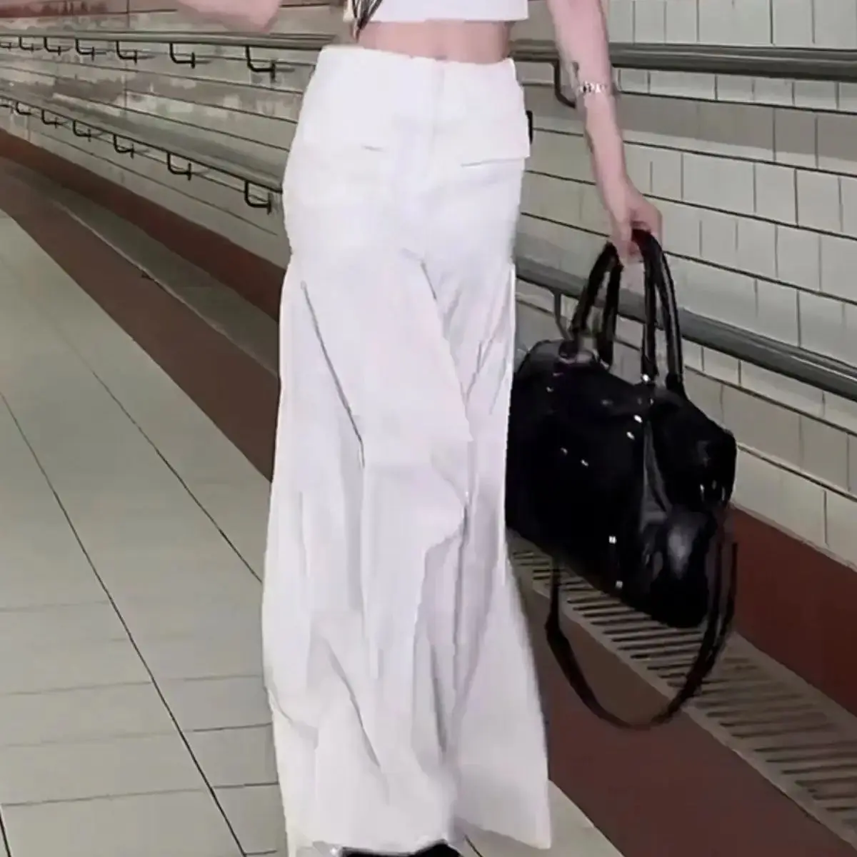 Spliced ​​White Design Skirt Women Summer New Fashionable Fashionable High-Waisted Slim Mid-Length Hip-Cover Skirt