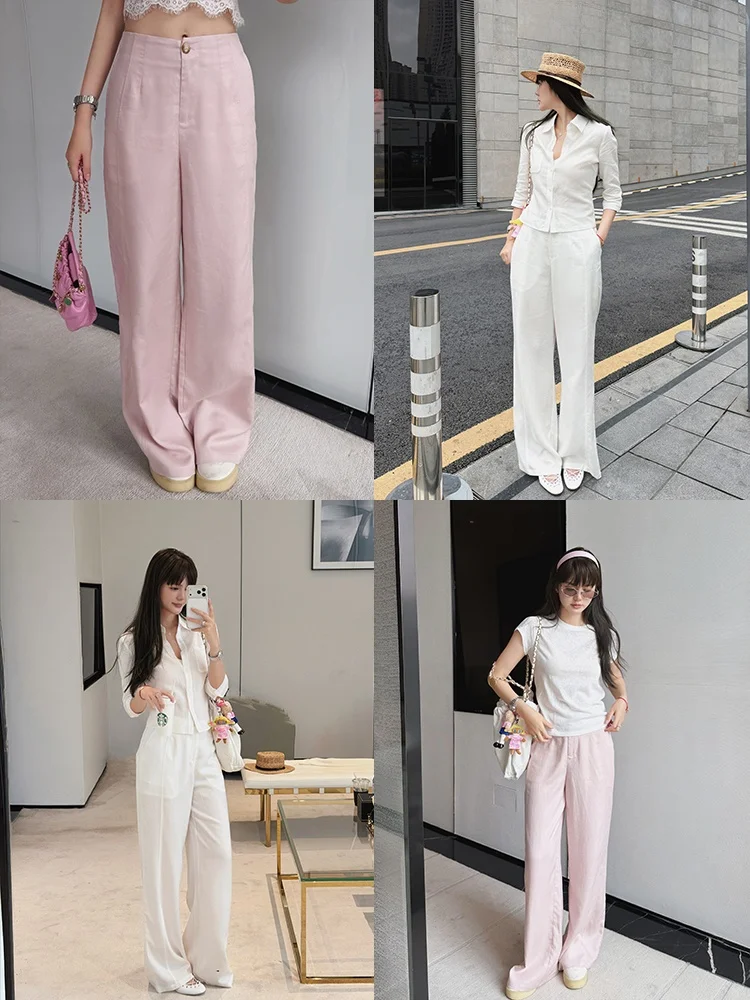 

Family SD Women's Casual Straight Leg Wide Leg Pants High Waist Polyester Fiber Ladies Fashion Spring Season Clothing