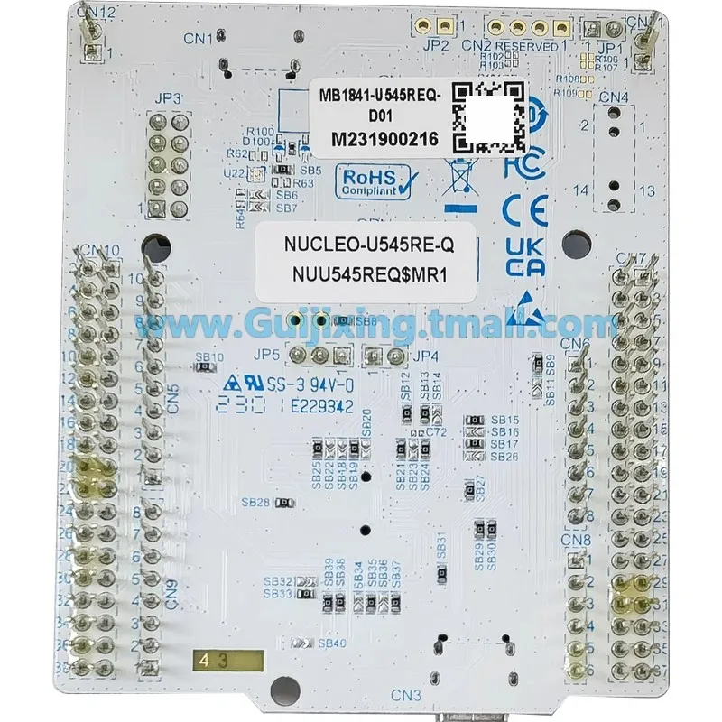 The off-the-shelf NUCLEO-U545RE-Q Nucleo-64 development board uses the STM32U545RET6 MCU U545RE-Q development board