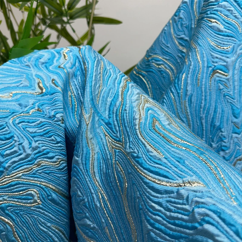 

142x100cm African French Brocade Lace Fabric High Quality Gilding Nigerian Jacquard Fabric for Sewing Elegant cheongsam Dress