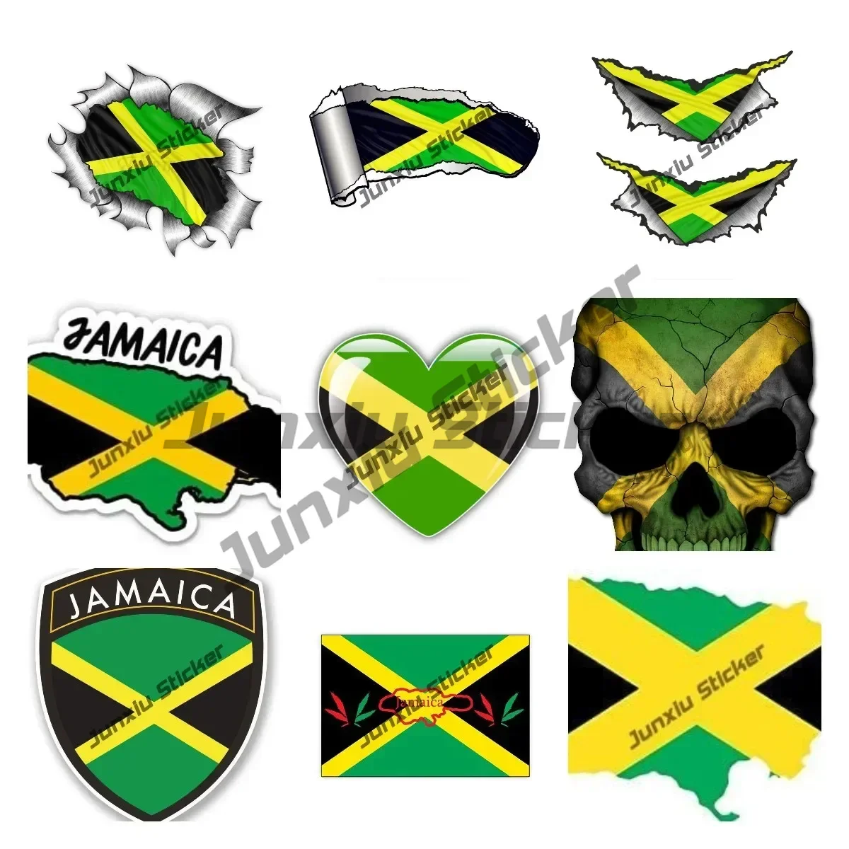 Jamaica Map Vinyl Sticker Skull Jamaica Flag Decal for  TRUCK HELMET VEHICLE WINDOW WALL Racing Helmet Stickers Car Accessories