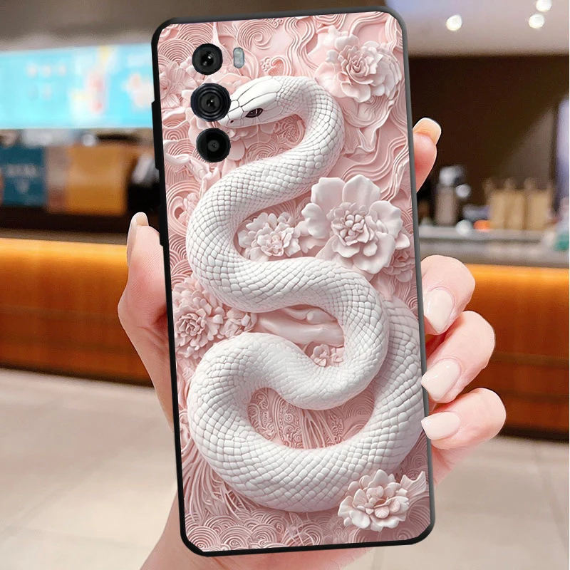 

Snake Art Funda Phone Case For Motorola Edge 50 40 Pro 60 50 40 30 Ultra Neo Fusion Moto G Play G Stylus G Power G